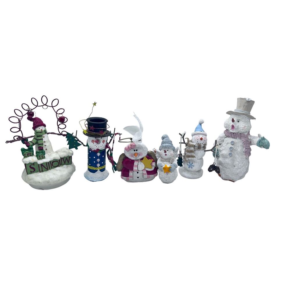 Various Snowmen Home Decor Bundle - Ornaments, Figurines, Candle Topper